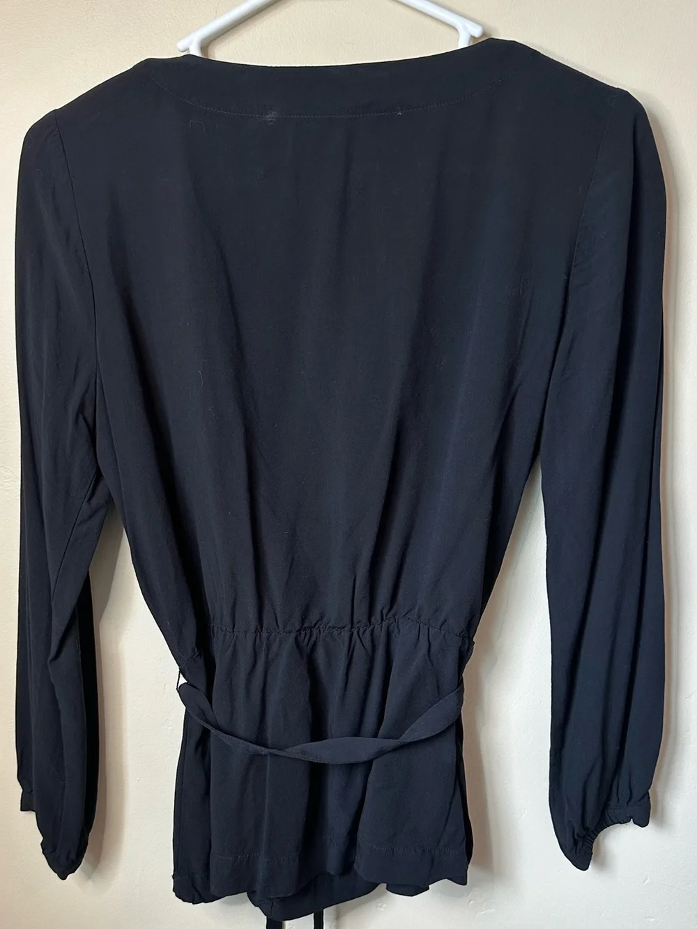 J.Crew Mercantile Wrap Blouse 2 • Black Tie Waist • Dressy Top
